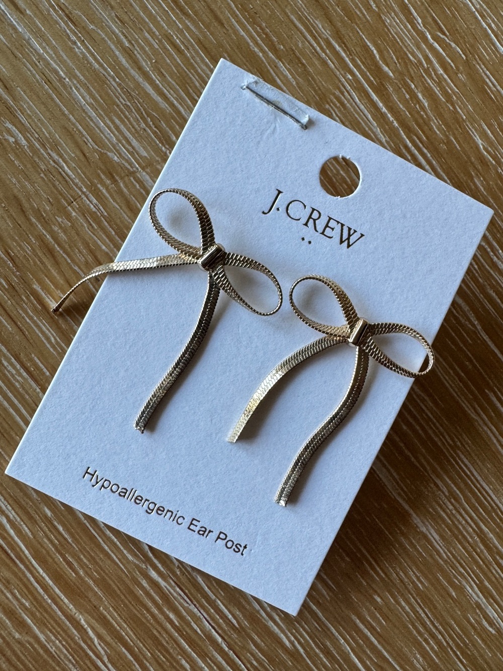 NWT! J. CREW FACTORY Metallic Bow Earrings, Gold - Picture 9 of 14